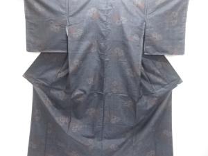 未使用品　花模様織り出し本場泥大島紬着物アンサンブル